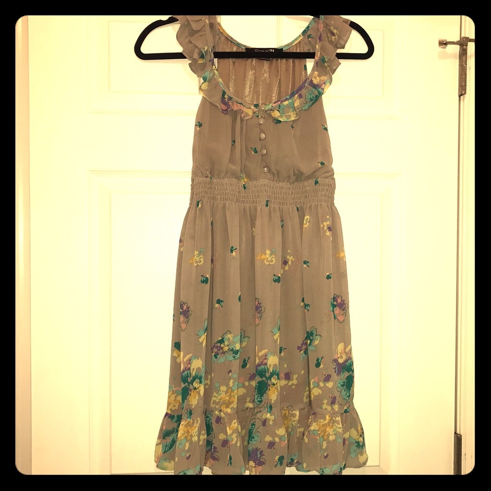 Forever 21 Gray Floral Dress